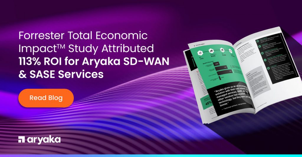 Forrester Total Economy ImpactTM 調査によると、Aryaka の ROI は 113% と推定されました SD-WAN & SASE サービス