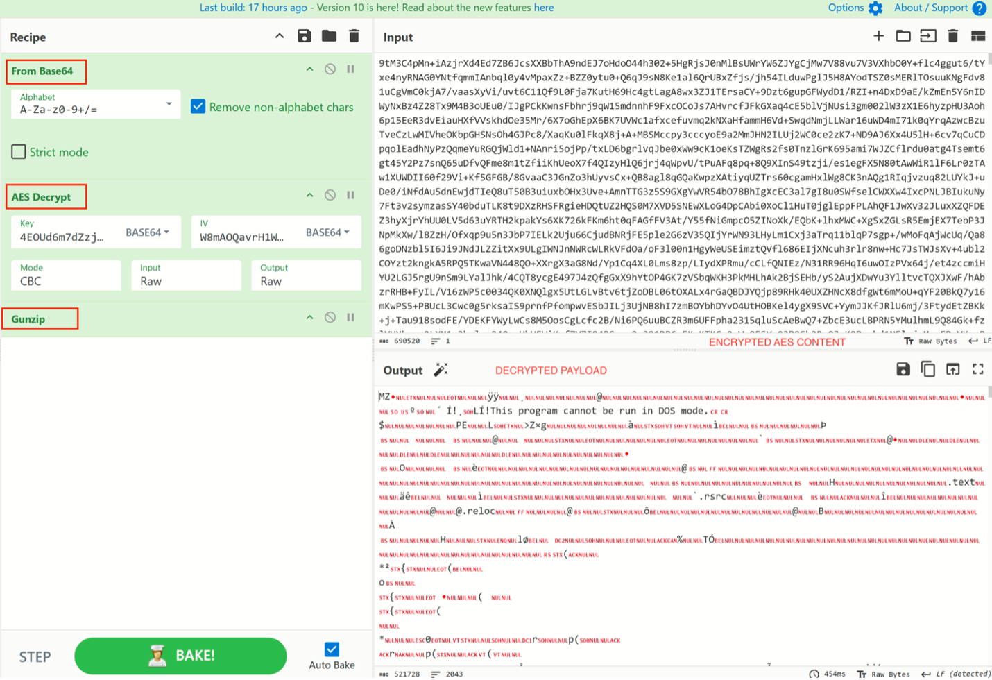 使用 CyberChef 进行 AES 解密和 GZIP 压缩