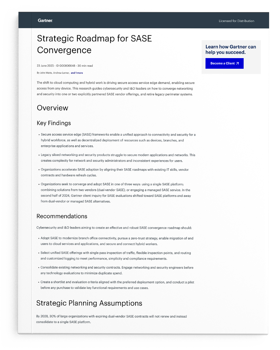Download the Gartner Strategic Roadmap for SASE Convergence Report from Aryaka